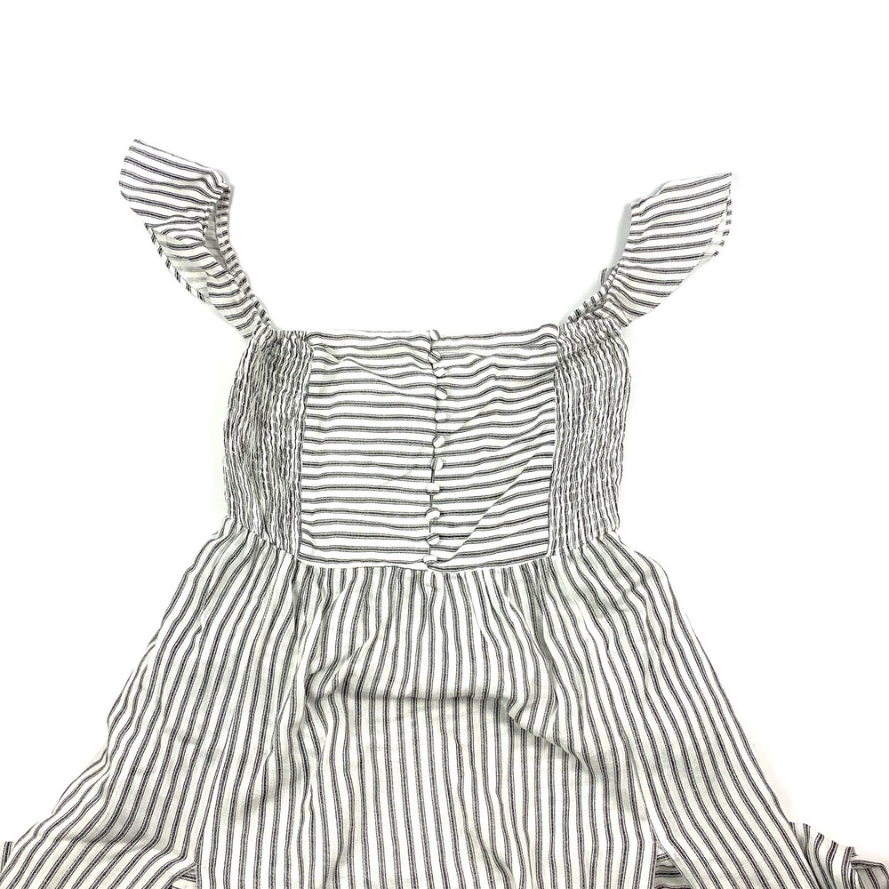 Hem &‎ Thread Striped Romper Maxi Dress Sz S White Gray Stripes Festival